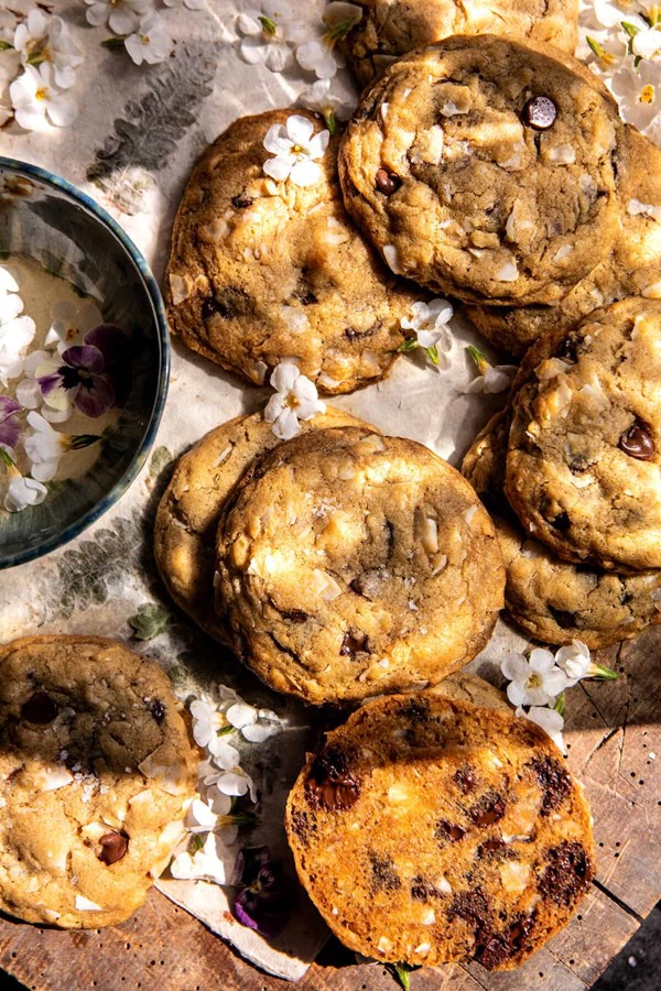 Salted butter coconut chocolate chip cookies