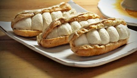 Salted caramel & coffee éclairs