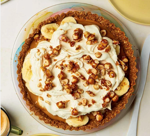 Salted caramel & hazelnut banoffee pie