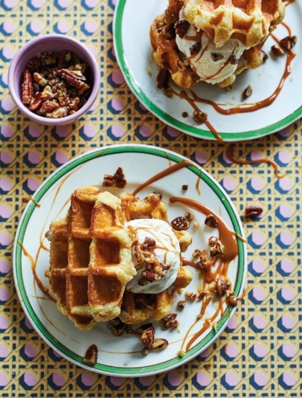Salted caramel & ice cream waffles
