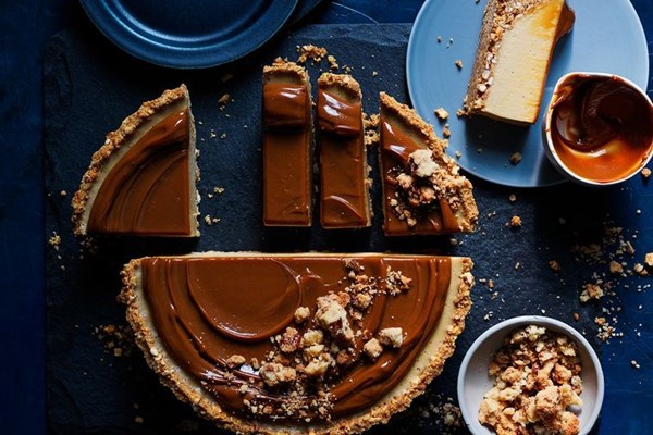 Salted caramel and pretzel cheesecake