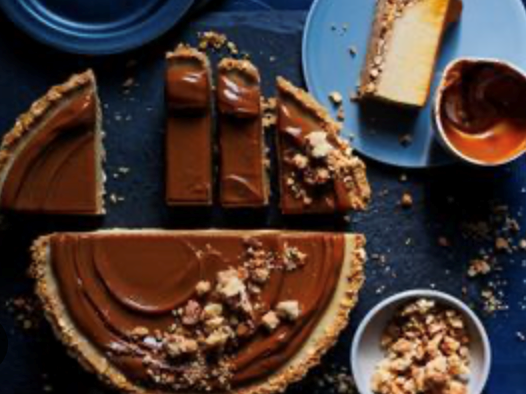 Salted caramel and pretzel cheesecake