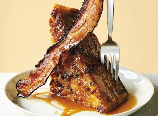 Salted caramel bacon bread pudding