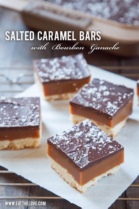 Salted caramel bars with bourbon ganache