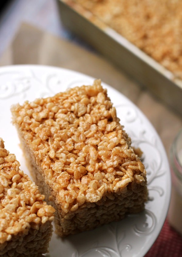 Salted caramel brown butter Rice Krispie treats