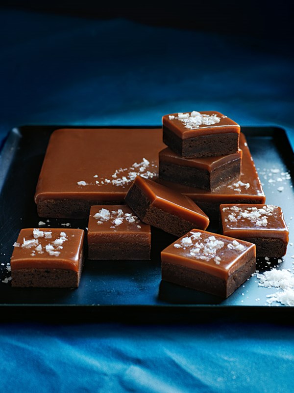 Salted caramel brownie squares
