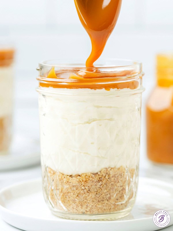Salted caramel cheesecake in a jar