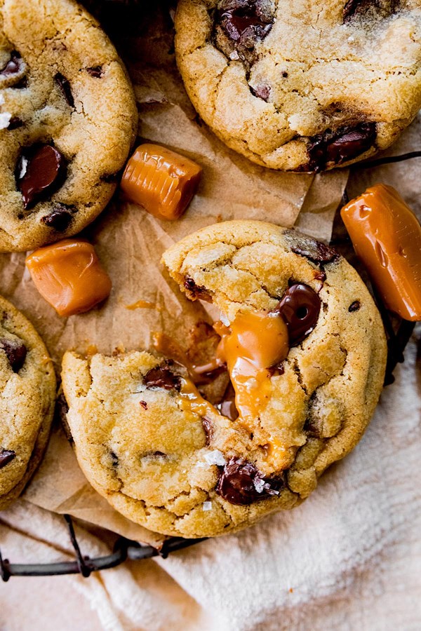 Salted caramel chocolate chip cookies