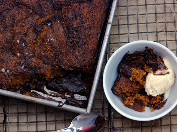 Salted caramel-chocolate pudding cake