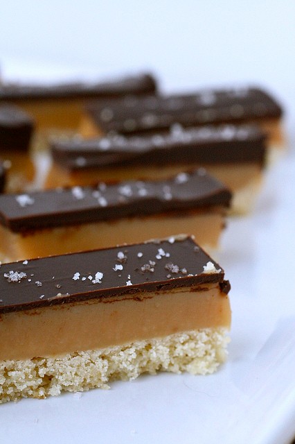 Salted caramel chocolate shortbread bars