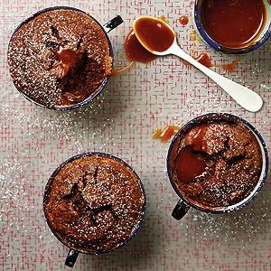 Salted caramel chocolate soufflés