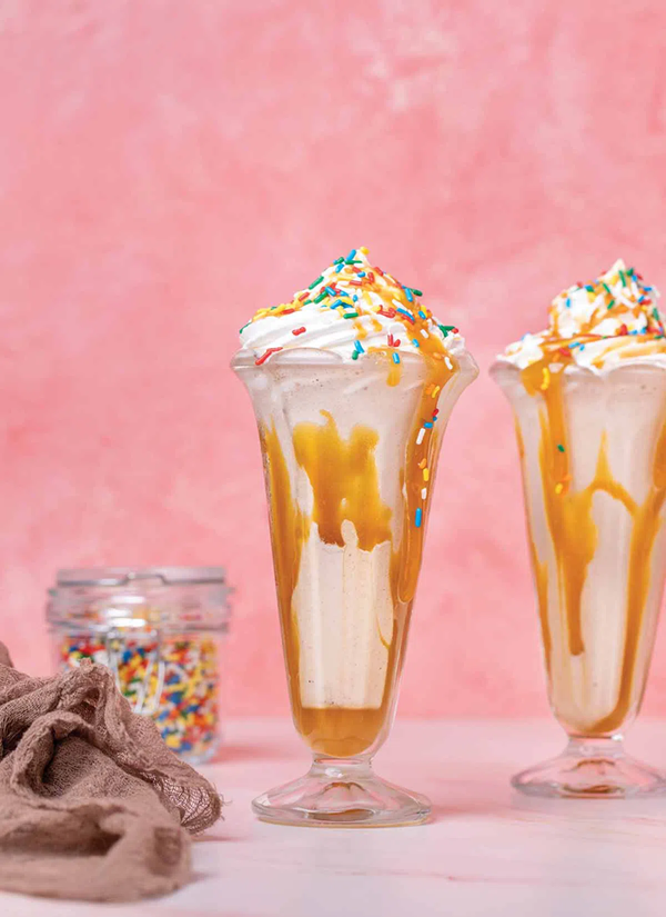 Salted caramel funfetti milkshakes