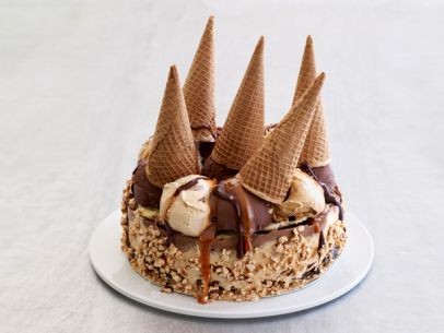 Salted caramel ice cream cone cake
