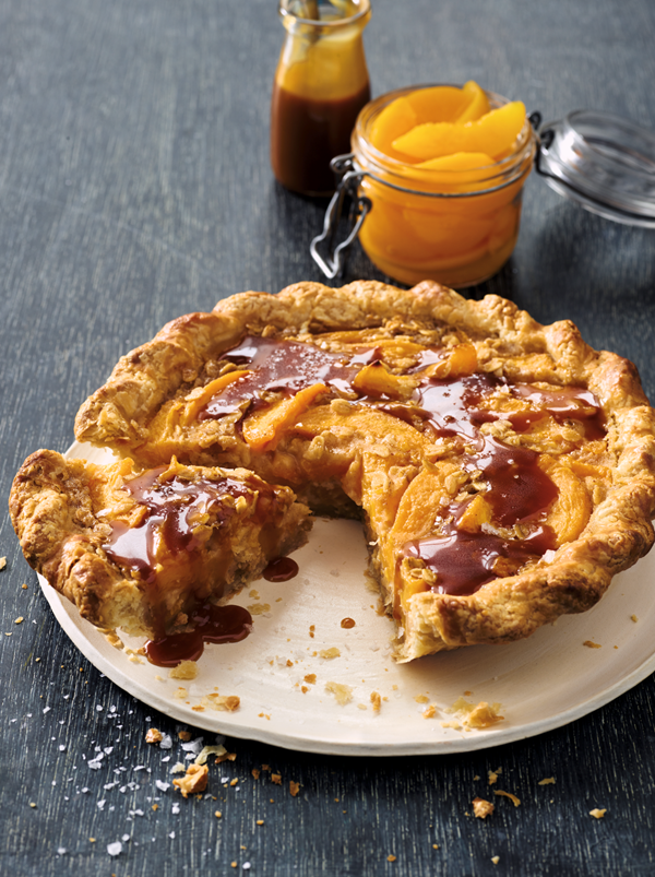 Salted caramel peach pie