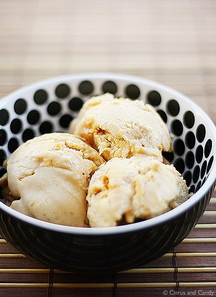 Salted caramel semifreddo with salted praline