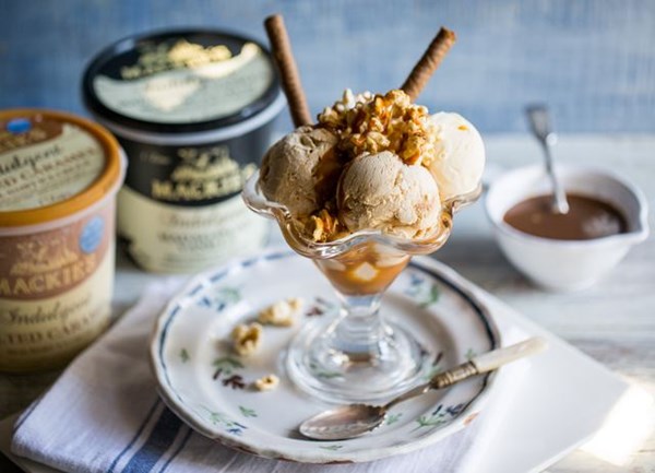 Salted caramel sundae with butterscotch popcorn
