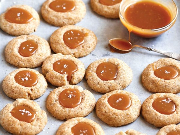 Salted caramel thumbprint cookies