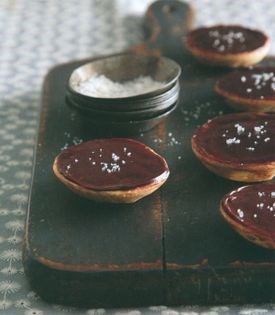 Salted cashew caramel chocolate tartlets