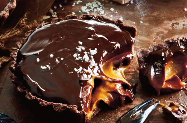 Salted chocolate and caramel tarts