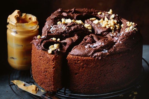 Salted chocolate and peanut butter cake