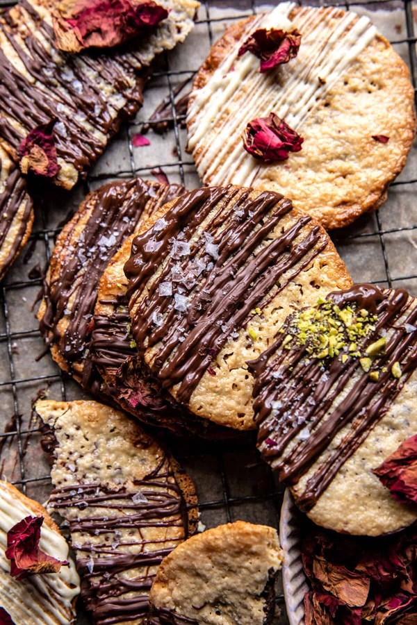 Salted chocolate lace cookies