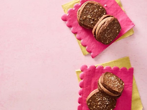 Salted chocolate-peanut butter sandwich cookies