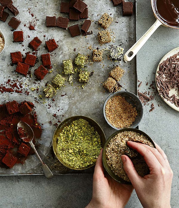 Salted chocolate truffles