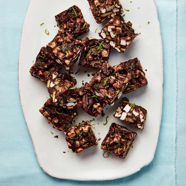 Salted coffee, pecan and lime rocky road
