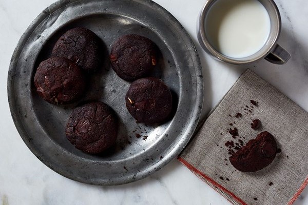 Salted double chocolate peanut butter cookies