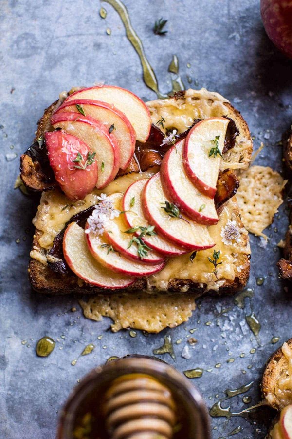Salted honey apple and Gouda toast