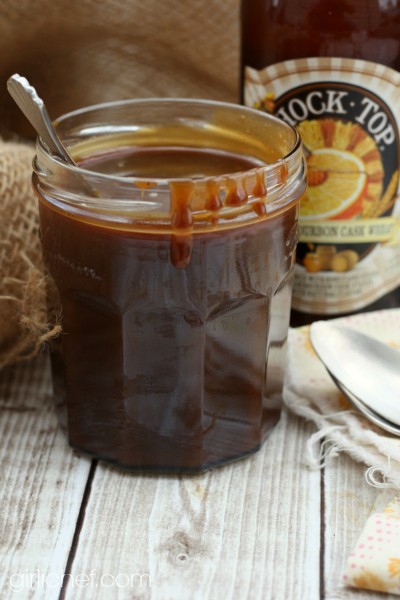 Salted honey-bourbon-beer caramel sauce