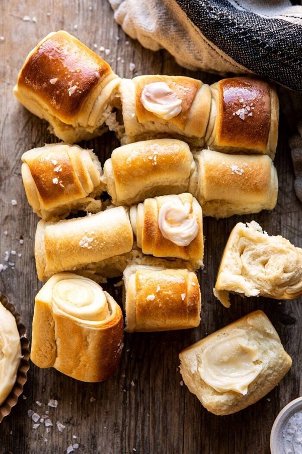 Salted honey butter Parker House rolls