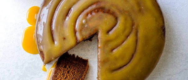 Salted honey date cake