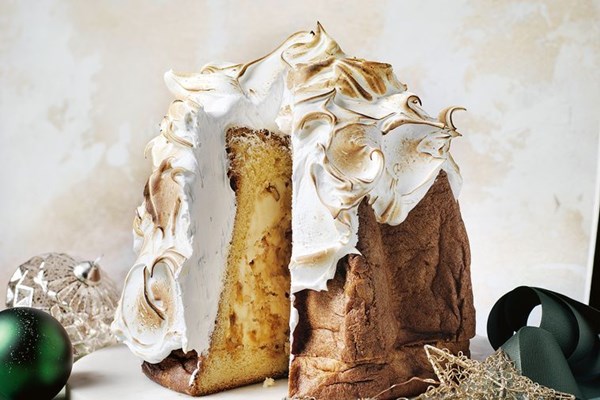Salted honeycomb, almond and maple bombe Alaska