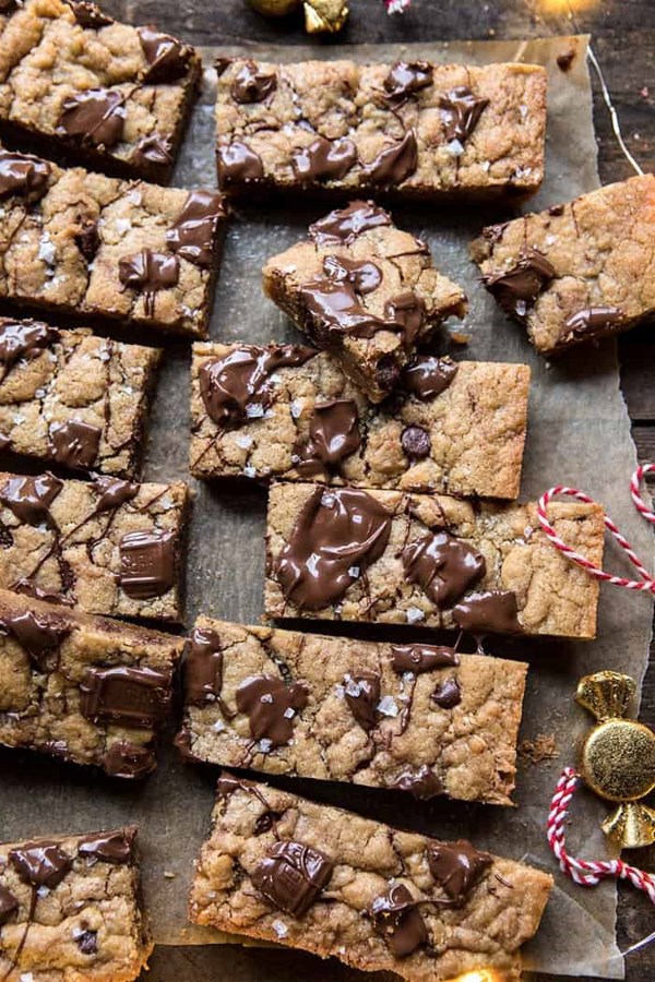 Salted milk chocolate and peanut butter blondies