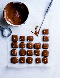 Salted milk chocolate-covered liquorice caramels