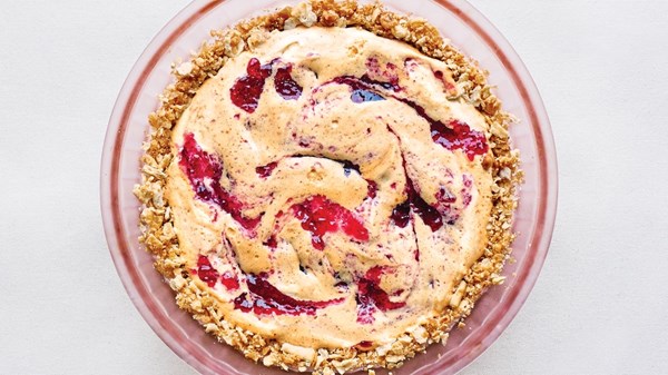 Salted PB&J ice cream pie