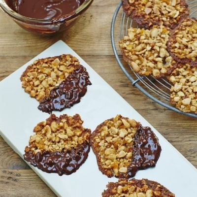 Salted peanut and chocolate Florentines 