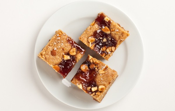 Salted peanut butter and jelly blondies