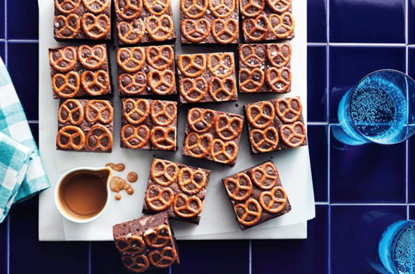 Salted pretzel brownie