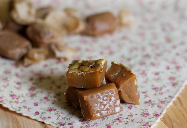 Salted pumpkin caramels