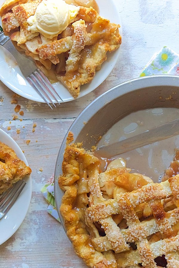 Salted rosemary caramel apple pie