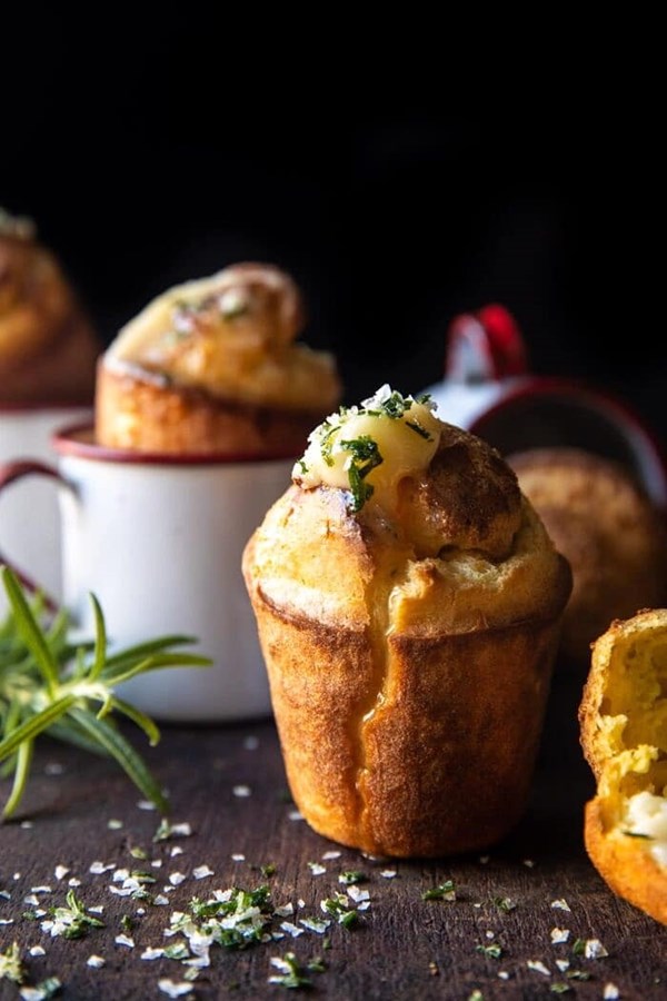 Salted rosemary popovers with honey butter