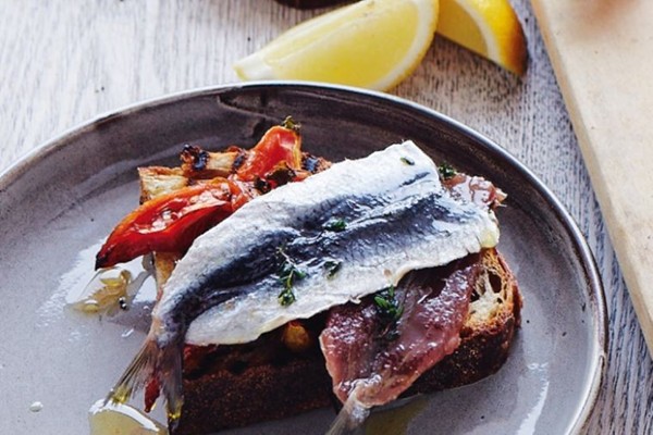Salted sardines on toast