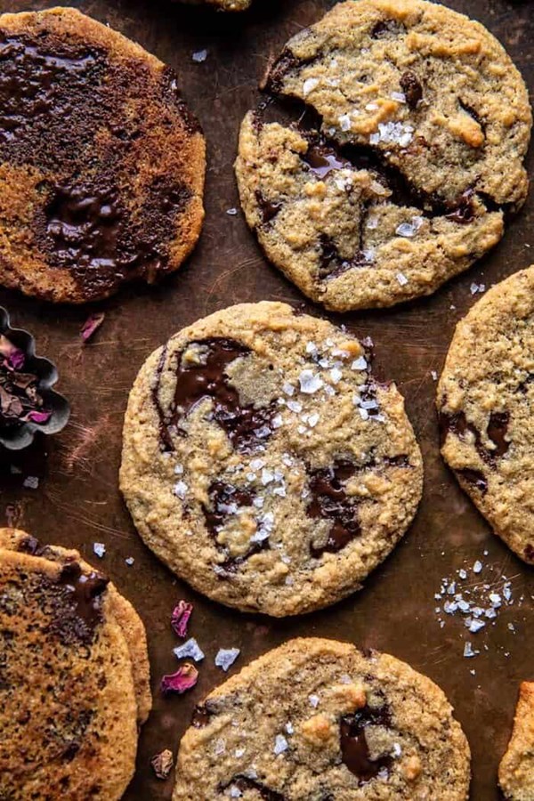 Salted tahini butter chocolate chip cookies