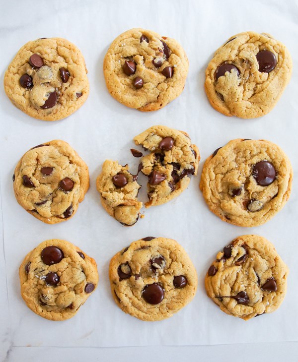 Salted tahini chocolate chip cookies