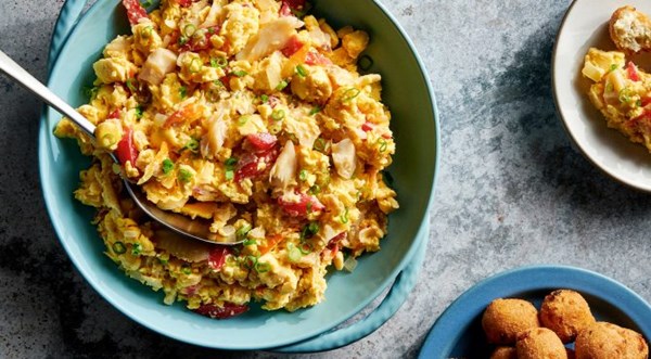 Saltfish and ackee with fried dumplings [Leanna Pierre]