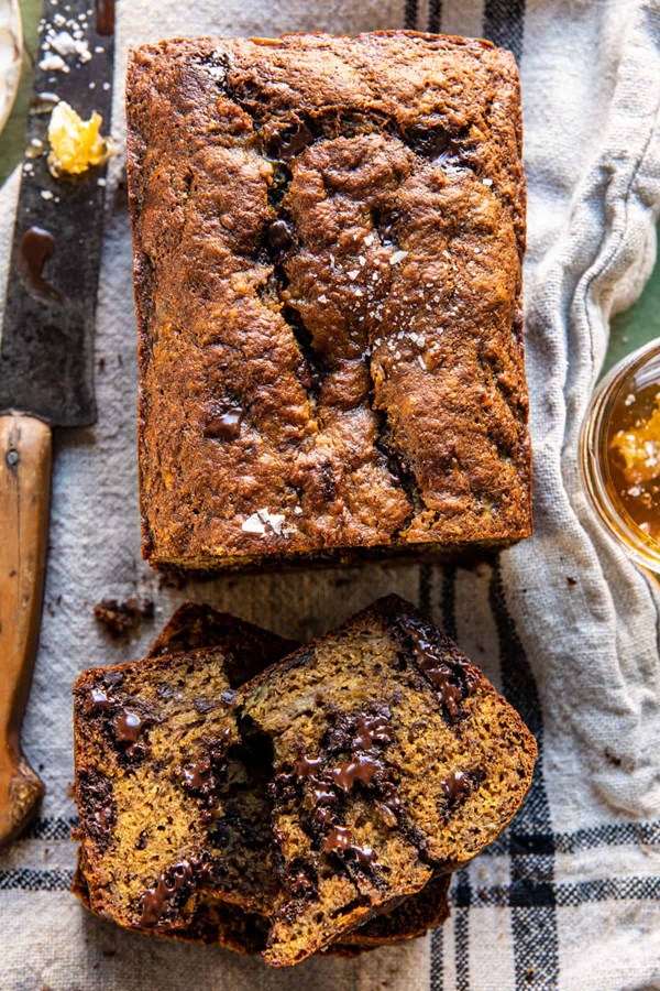 Salty chocolate chunk rye banana bread