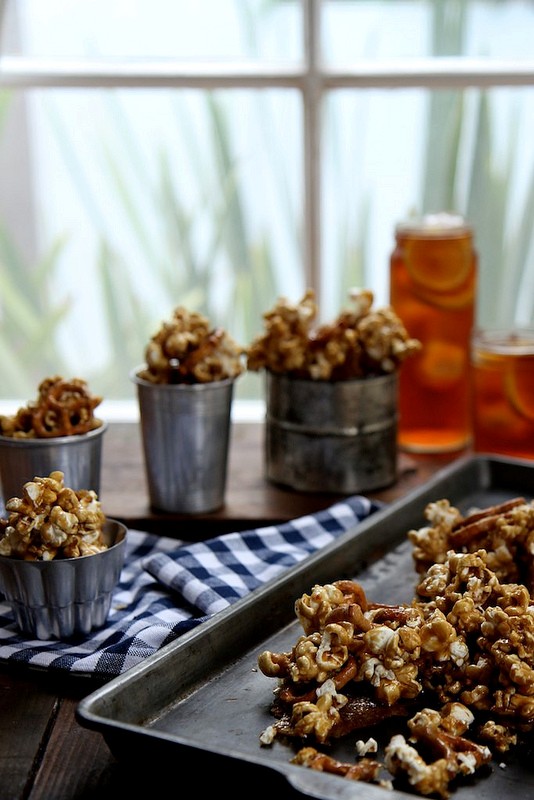 Salty pretzel vanilla caramel corn