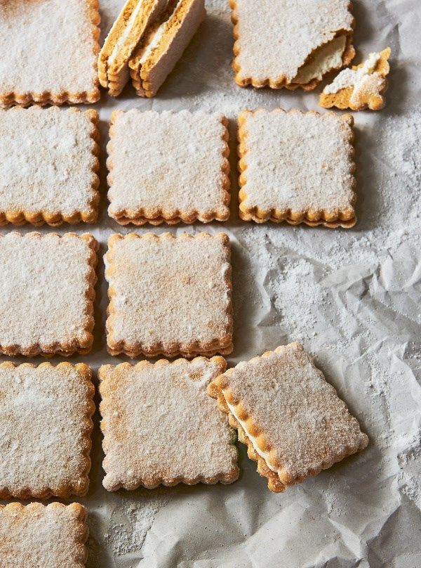 Salty sweet lime crisp sandwiches